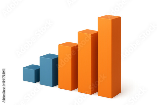 Rising Bar Graph: A vibrant bar graph displays a compelling visualization of growth and progress, showcasing increasing data trends in a clear and engaging manner.