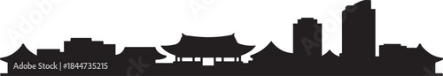 Jeonju with South Korea Skyline. design Vector black silhouette