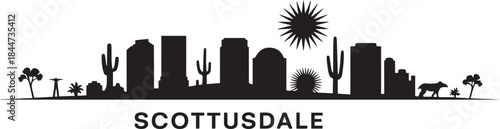 Scottsdale Skyline Silhouette - Arizona Desert City. design Vector black silhouette