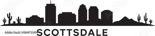 Scottsdale Skyline Silhouette - Arizona Desert City. design Vector black silhouette