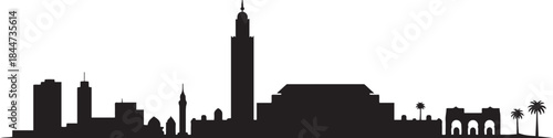 Casablanca, Morocco, cityscape illustration skyline. design Vector black silhouette