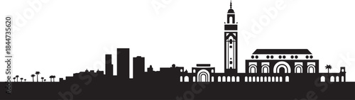 Casablanca, Morocco, cityscape illustration skyline. design Vector black silhouette