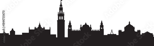 Seville Skyline City Silhouette Spain Landmark. design Vector black silhouette