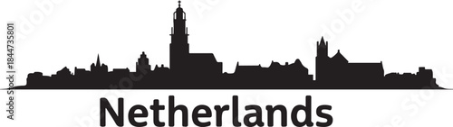 Zwolle Skyline with Netherlands. design Vector black silhouette