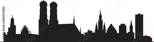 Munich Germany city skyline. design Vector black silhouette