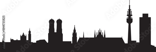 Munich Germany city skyline. design Vector black silhouette