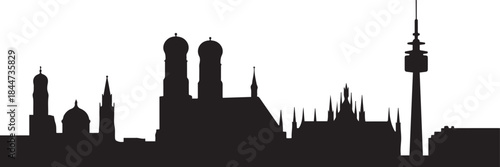 Munich Germany city skyline. design Vector black silhouette