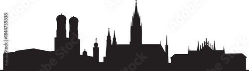 Munich Germany city skyline. design Vector black silhouette