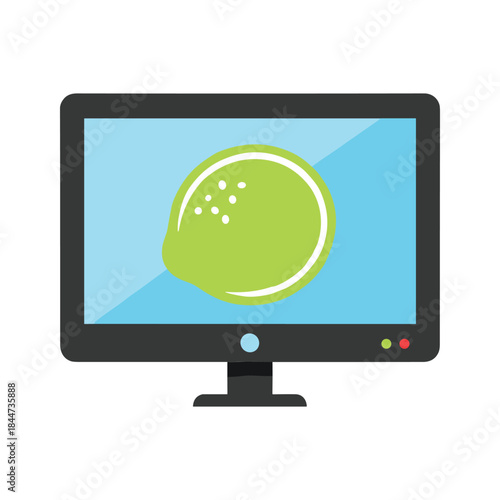 Computer monitor displaying a green circle graphic