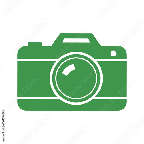 Green camera icon on white background