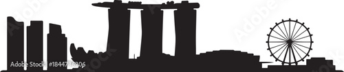 Singapore Central Skyline. design Vector black silhouette