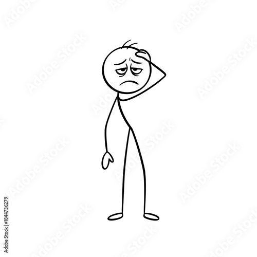 Stick figure feeling demotivated and looking frustrated in illustration  