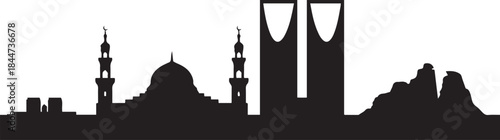 Illustration Vector of Saudi Arabia Landmark. design Vector black silhouette