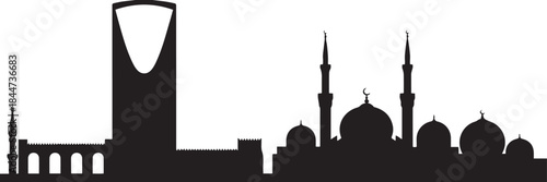 Illustration Vector of Saudi Arabia Landmark. design Vector black silhouette
