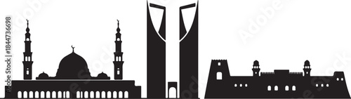 Illustration Vector of Saudi Arabia Landmark. design Vector black silhouette