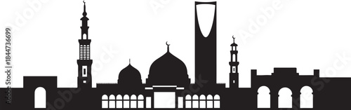 Illustration Vector of Saudi Arabia Landmark. design Vector black silhouette