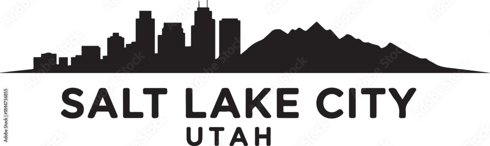 Fototapeta premium salt lake city UTAH t shirt graphic design. design Vector black silhouette