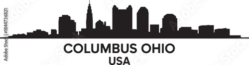 Columbus Ohio Skyline with USA. design Vector black silhouette