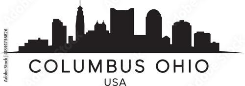 Columbus Ohio Skyline with USA. design Vector black silhouette