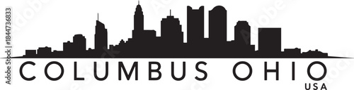 Columbus Ohio Skyline with USA. design Vector black silhouette