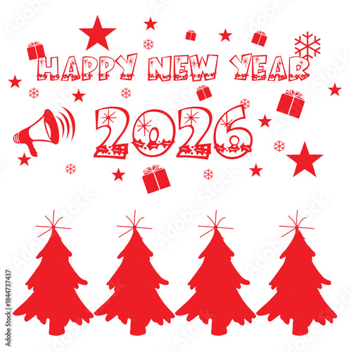 2026, party, 2026 new year, happy new year, art, merry, winter, festive, golden, letter, new, drawn, year, white, handwritten, hand, graphic, holiday, word, poster, illustration, banner, vector, desig