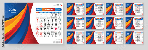 Bengali (Bangla) Panjika Calendar 2026 Vector Template, Fully Editable Layout for Company Branding, Printing, and Traditional Festival Dates.