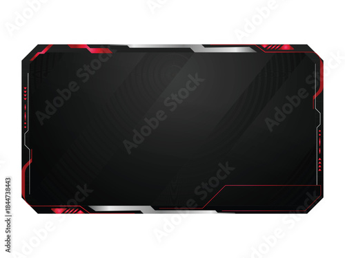 Modern red and gray tech overlay stream gamer template screen graphic