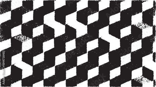 Geometric black and white pattern design. A modern vector illustration featuring a repeating wave texture on a flat surface.