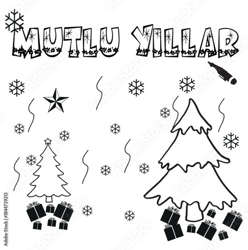 Merry Christmas and Happy New Year 2026 greeting card.