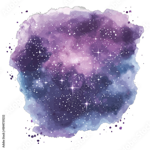 Watercolor galaxy nebula space art, vector illustration
