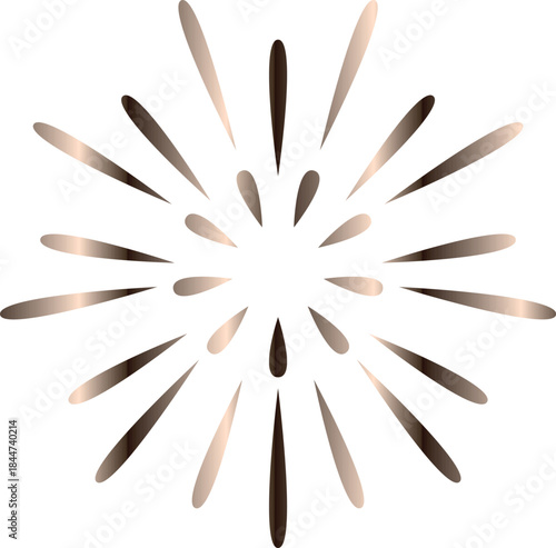 An abstract radial composition of soft beige and brown elongated shapes radiates symmetrically from the center against