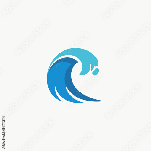 Rolling surf wave icon logo flat vector design