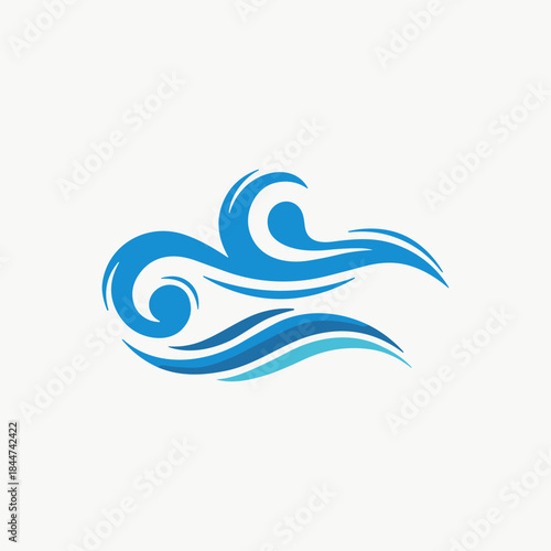 Water swirl wave icon logo flat vector design
