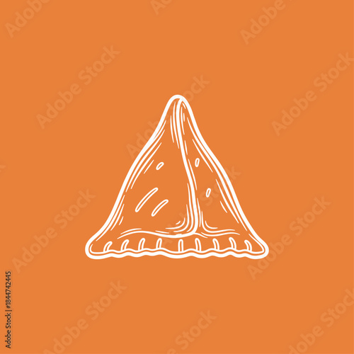 Samosa line art icon logo flat vector design