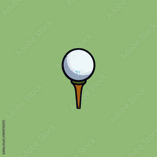 Golf ball on tee icon logo flat vector design