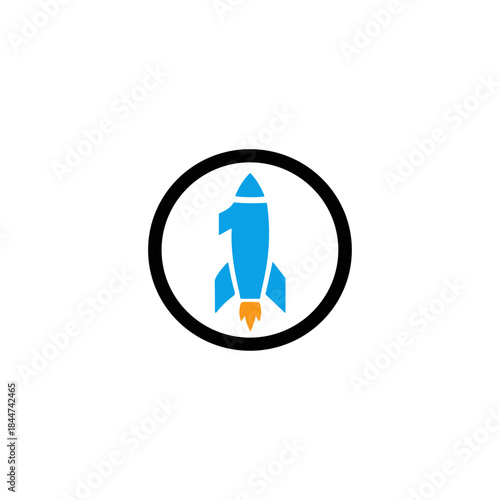 Rocket exploration icon logo flat vector design