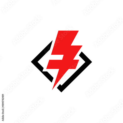 Lightning badge icon logo flat vector design