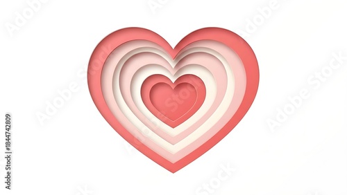 Heart of Layers: A layered heart radiates depth and dimension, with its intricate design symbolizes love, care, and unity. This visual representation conveys emotions, feelings and expressions.