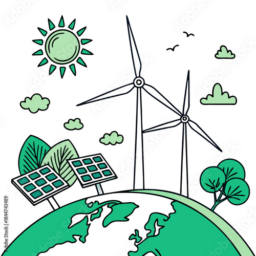 Renewable energy sources like solar and wind power for a sustainable earth
