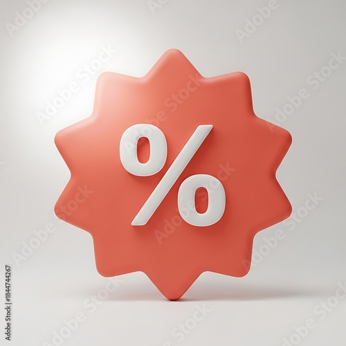 Discount Emblem in Starburst Design: A captivating image features a striking starburst-shaped emblem, vividly showcasing a percentage symbol, to signify discounts, sales, and offers