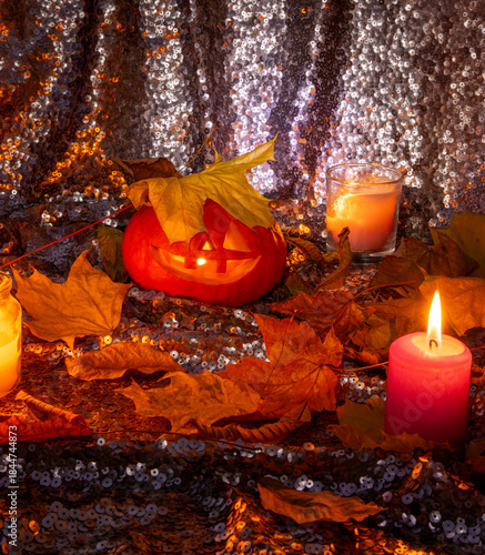 Still life for Halloween with Tikvi and the leaves ringing during the habit