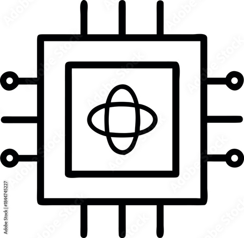Quantum Computing Chip Icon, Advanced Technology, Artificial Intelligence and High Performance Computing