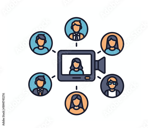 Video Conference Call Icon, Scalable Vector Design