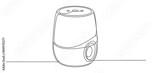 Minimalist Voice Assistant Speaker Continuous Line Art Illustration - Elegant Single Line Drawing