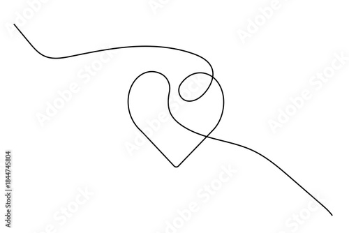 Modern minimalist single line drawing of romantic heart icons