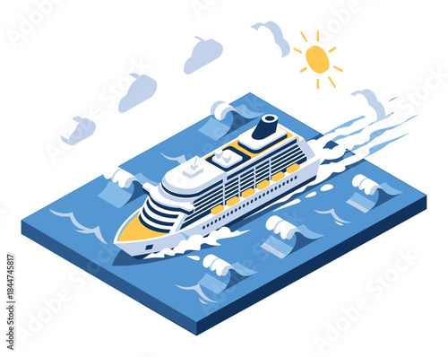 Cruise Ship Voyage Isometric Vector Illustration