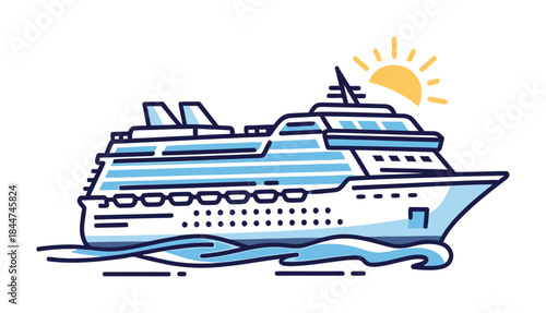 Cruise Ship Voyage Vector Icon Design