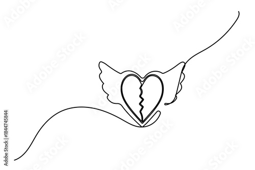 Modern minimalist single line drawing of romantic heart icons