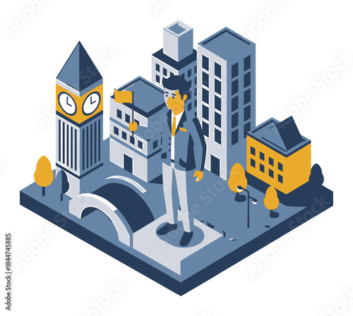 Modern City Tour Guide Isometric Vector Illustration