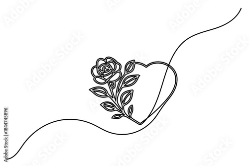 Modern minimalist single line drawing of romantic heart icons